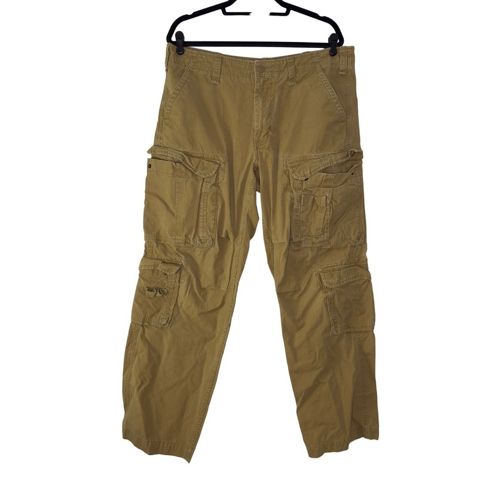 Y2K Eddie Bauer Mens Cargo Pants 38x34 Khaki Brown Utility Outdoor Workwear‎